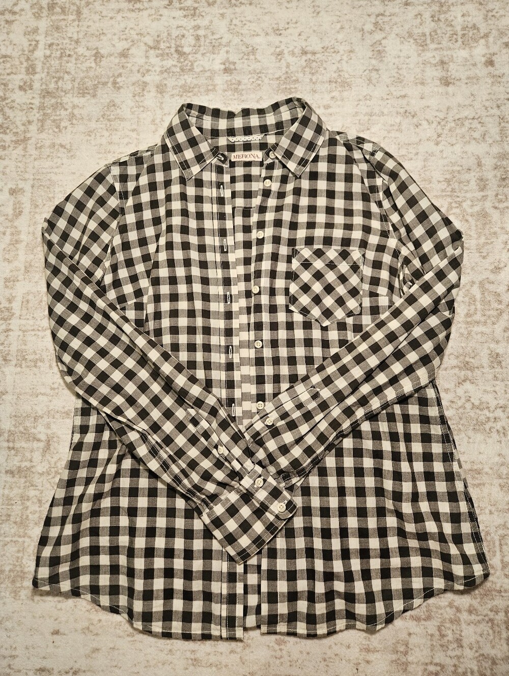 Merona Black and White Gingham Button-Down Boyfriend Shirt
